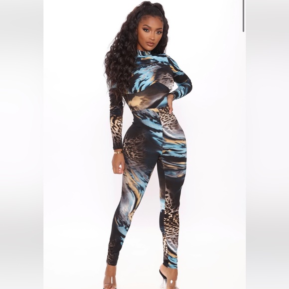 Fashion Nova Pants - Mixed Emotions Printed Jumpsuit